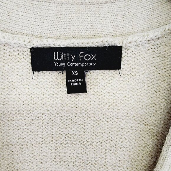 Witty Fox Sweater Tan Rhinestone Button Oversized Cardigan XS - Picture 6 of 7
